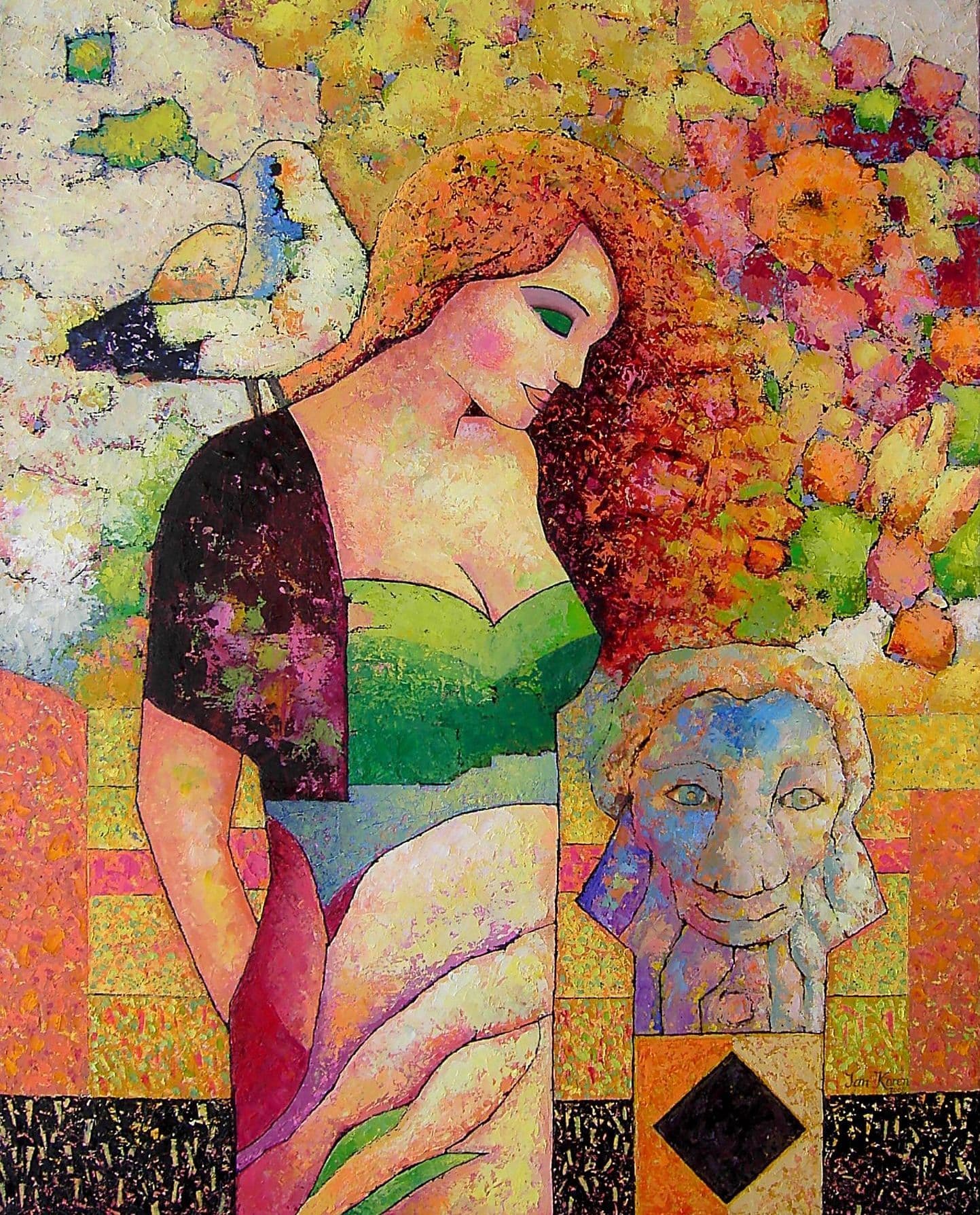 Vrouw leeuw background